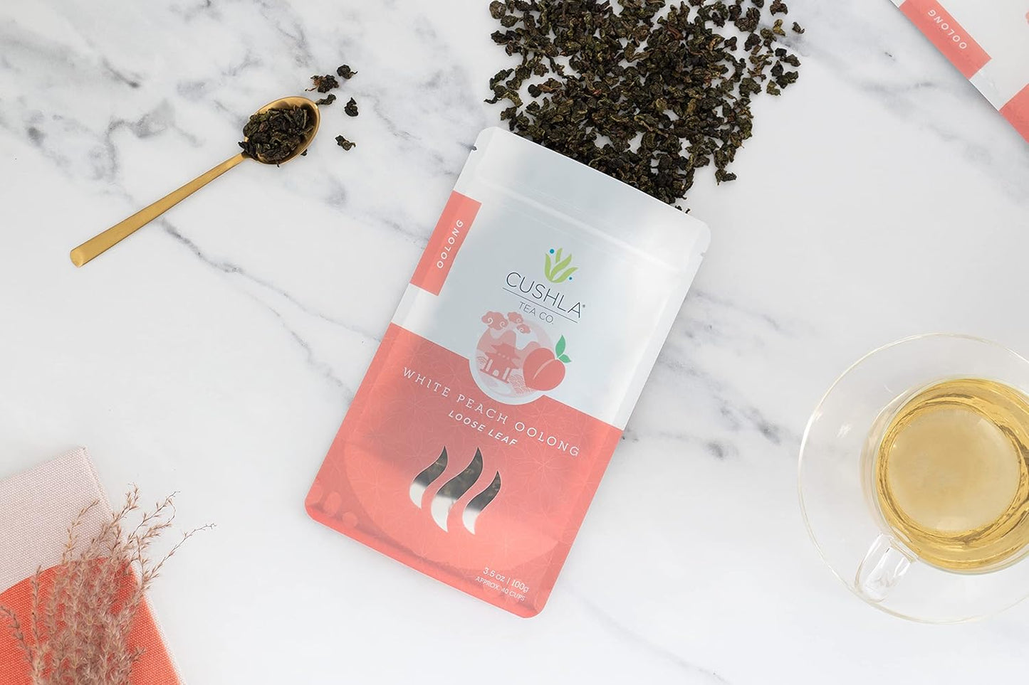 Whole Leaf White Peach Wuyi Oolong Loose Leaf Tea - No Artificial Ingredients