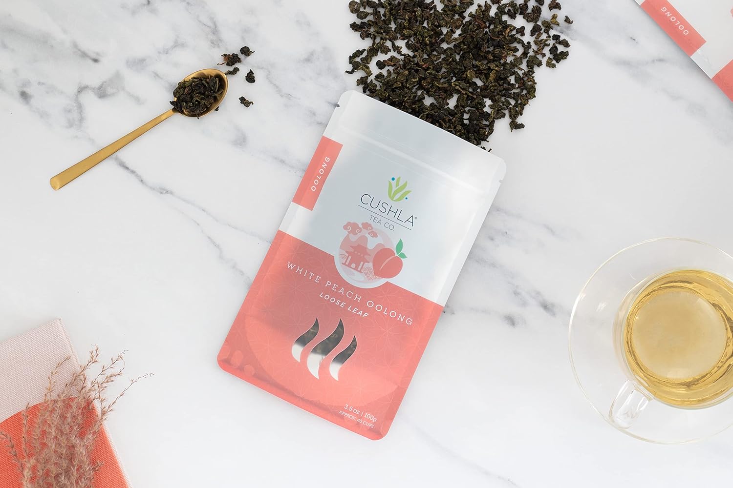 Whole Leaf White Peach Wuyi Oolong Loose Leaf Tea - No Artificial Ingredients