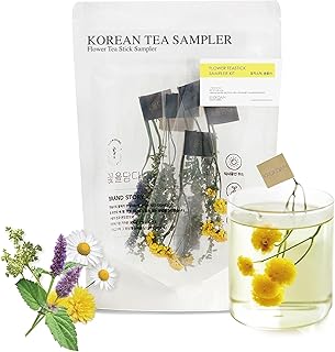 KKOKDAM Blooming Flower Tea Stick Sampler – Loose Leaf Tea Sampler, Fancy Variety Pack, Gift Set from South Korea - Perfect as Unique Gifts for Women - 8 Count