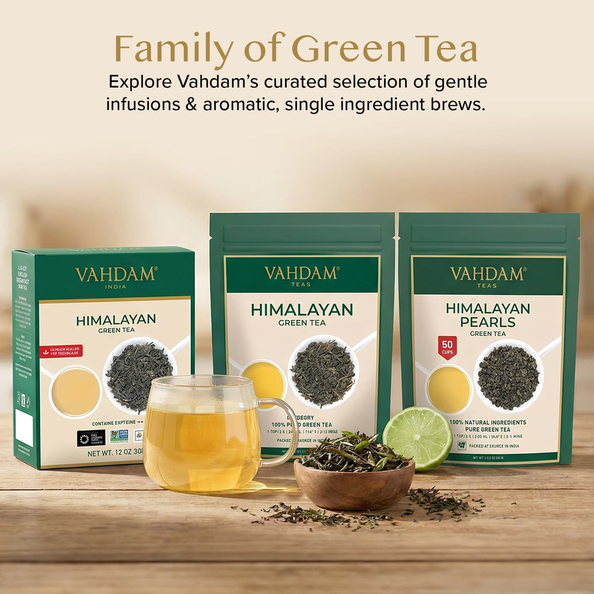 VAHDAM Himalayan Pearls Green Tea Loose Leaf (3.53oz|50+ Cups)Single Origin