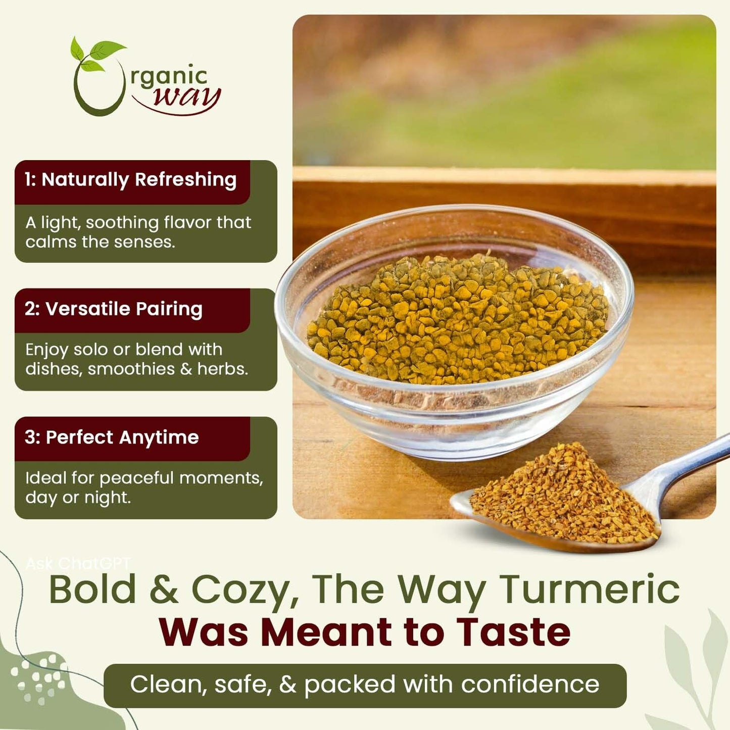Organic Way Turmeric/Haldi Root Cut &amp; Sifted - Herbal Tea (16 Ounce) | Curcuma Longa botanical herb, USDA Organic and Kosher Certified; raw, vegan, Non-GMO, and gluten-free.