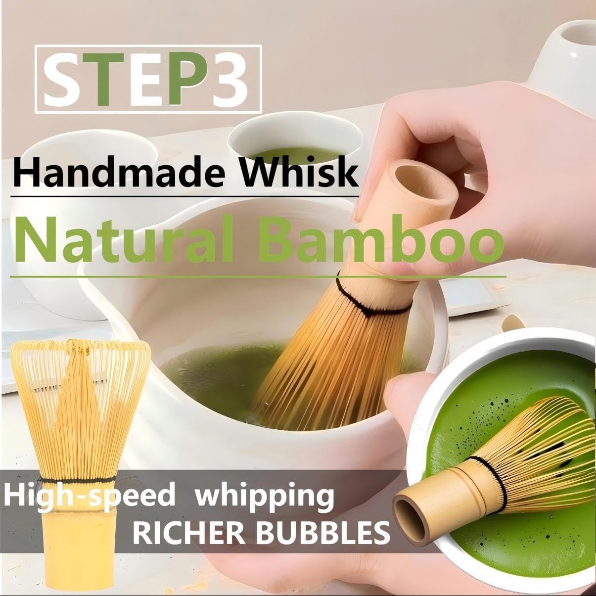Matcha Tools ，Matcha Whisk Holder， Matcha Chasen Whisk Stand ，Ceramic Holder ，Matcha Bowl ，Traditional Japanese Tea Ceremony Starter (Matte Black Ceramic Holder，Whisk ， 4 set)