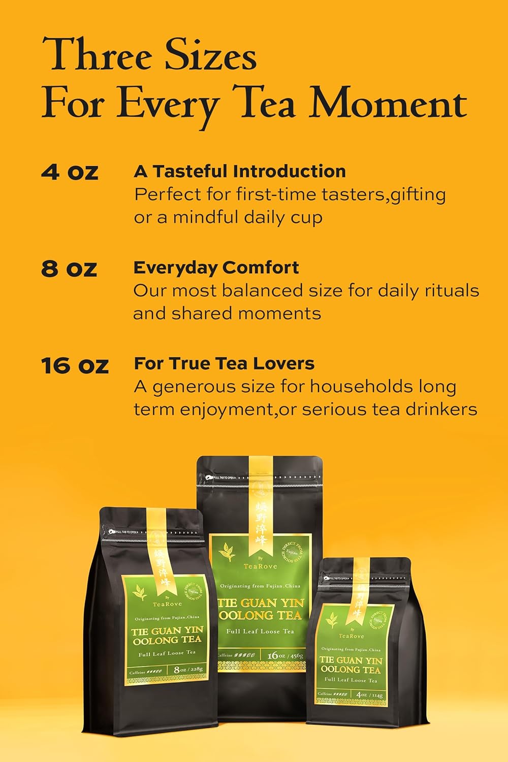 TeaRove Tie Guan Yin Oolong Tea Loose Leaf, Medium Caffeinated, 16oz/456g, Premium Chinese Oolong Tea Whole Leaves, Enjoy Hot or Iced, Orchid Bloom & Woody Hint, Clean Aftertaste