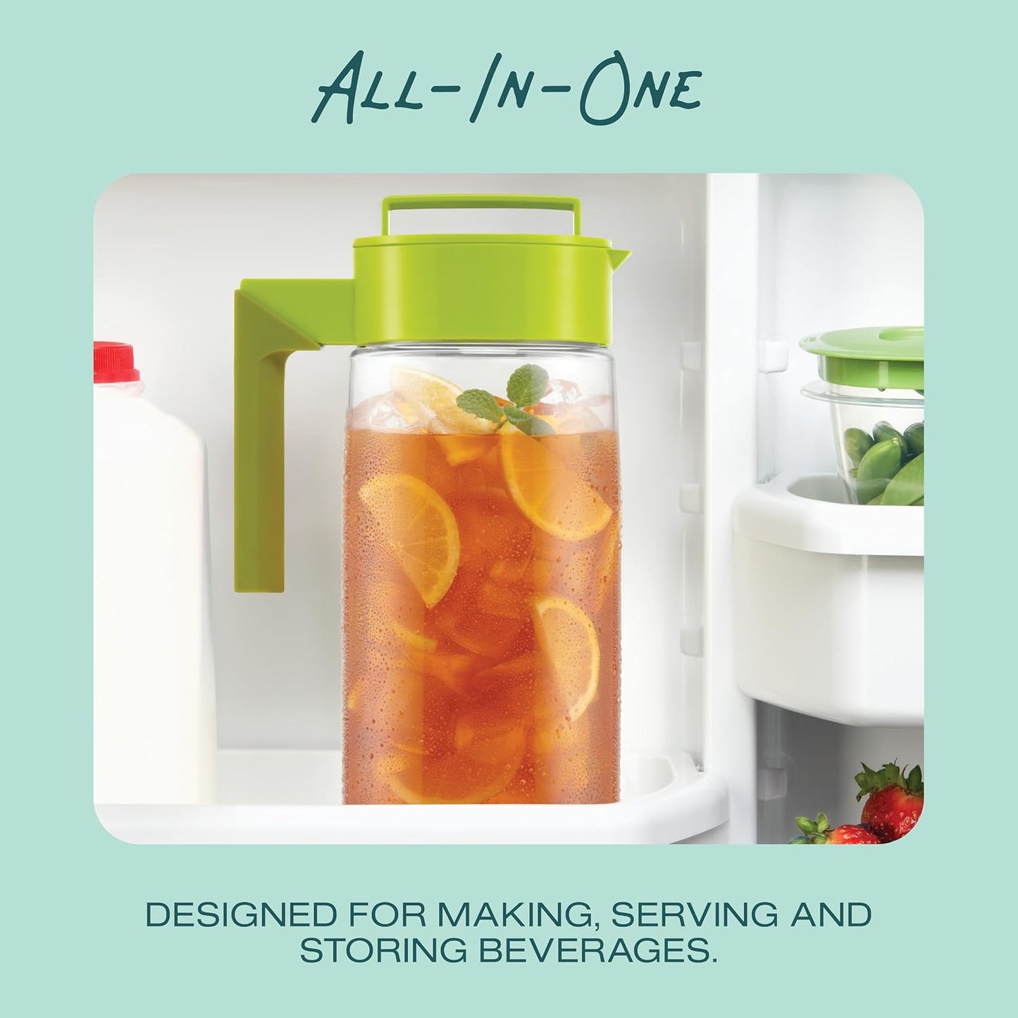 Takeya Flash Chill Iced Tea Maker - Versatile Tea Brewer for Loose/Bagged Tea - Patented Flash Chill Tech Hot/Cold Use BPA-Free Tritan Dishwasher Safe - Airtight Lid Made in USA - 1 Quart/Black