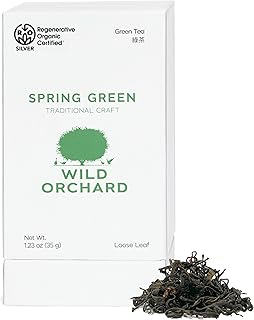 Wild Orchard Premium Green Tea - 100% Regenerative Organic Certified - Loose Leaf - USDA Organic - Sustainably & Regeneratively Cultivated on Jeju Island in South Korea - (Spring Green)
