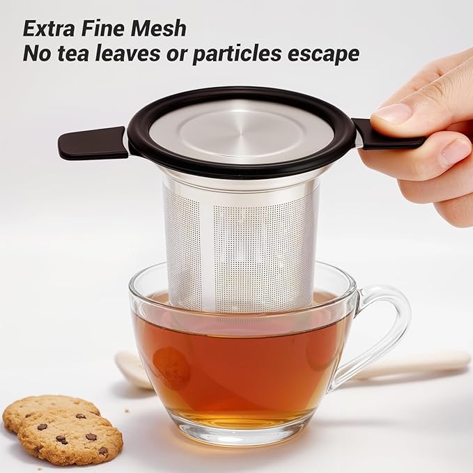 Tifanso Stainless Steel Tea Infuser Steeper Strainer for Loose Leaf Tea, Fine Mesh Reusable Diffusers Ball Bag Filter Holder with Heat Proof Handles
