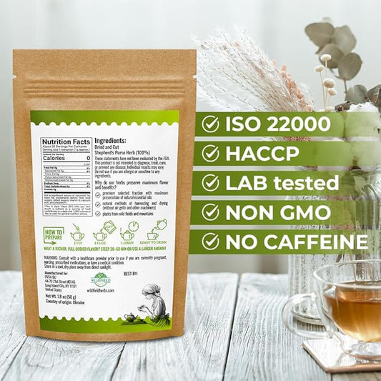 1.8 oz. Shepherds Purse Herb Bulk Herbal Tea Shepard Purse Herb (Capsella Bursa-Pastoris) - 50g Tea Bolsa De Pastor
