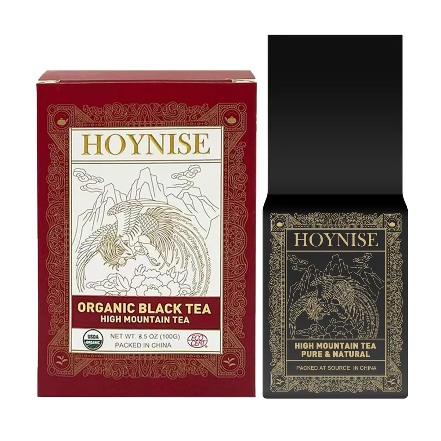 HOYNISE - USDA Organic Black Tea Loose Leaf - Yunnan Dianhong Black Tea - Organic Breakfast Tea - Rich Aroma, Full-Bodied Flavor - High Mountain Grown, 100g/3.5oz