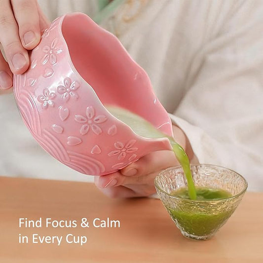 Matcha Whisk Set, 8 Pcs Matcha Kit with Ceramic Japanese Matcha Bowl & Accessories Kit for Traditional Tea Ceremony, Home Use & Christmas Gifts for Matcha Lovers (Pink)