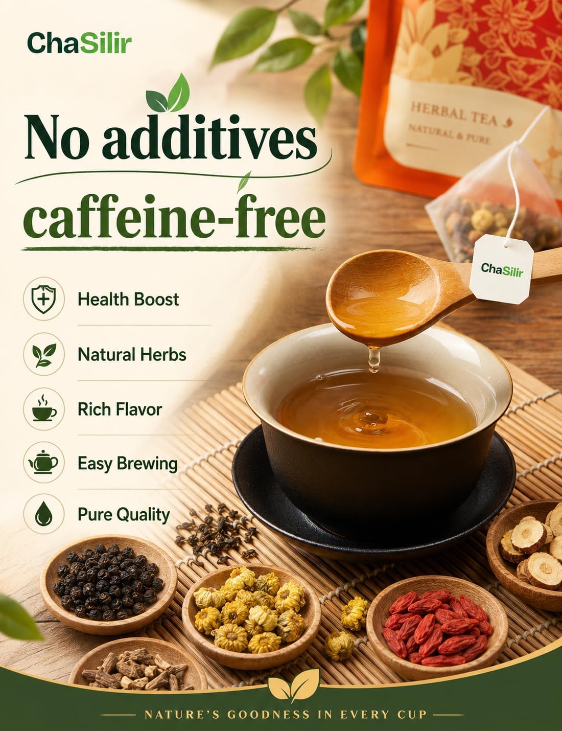 ChaSilir Organic Dandelion Root & Wolfberry Tea Bags - & Health Support