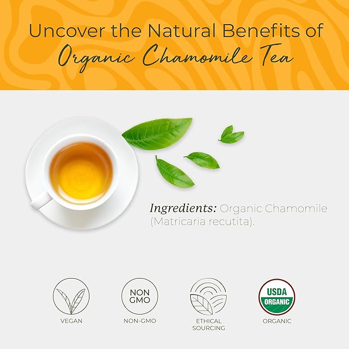 Starwest Botanicals Organic Chamomile Tea - Caffeine Free Herbal Tea, Supports Sleep & Relaxation, String Free Sachets, USDA Organic Chamomile, Non GMO - Bulk Pack, 100 Tea Bags