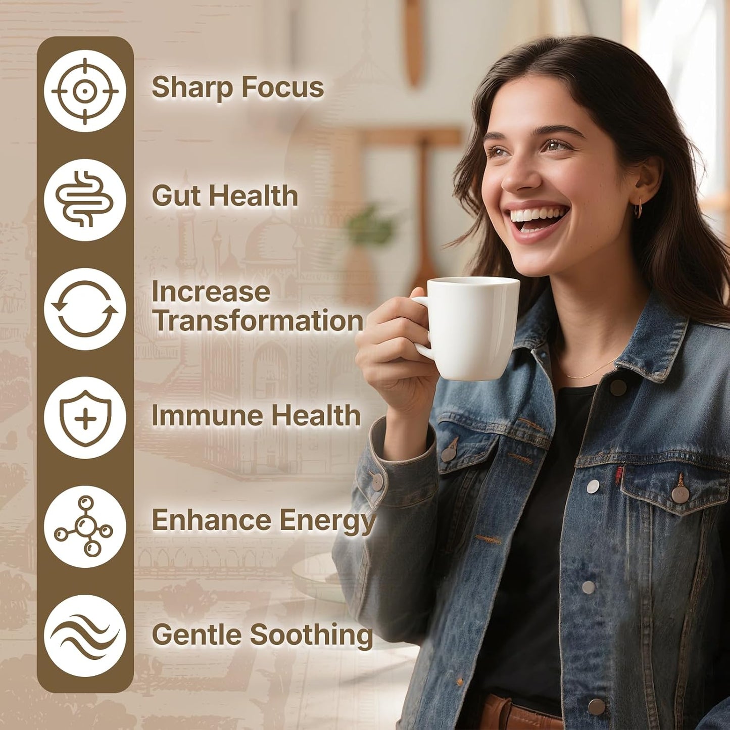 Veltracha Mushroom Chai Tea, Instant Decaf Powder, Natural Coconut | 6 Adaptogenic Mushrooms, Spiced Chai Latte, Energy &amp; Focus Support, 6.35 oz 20 Servings