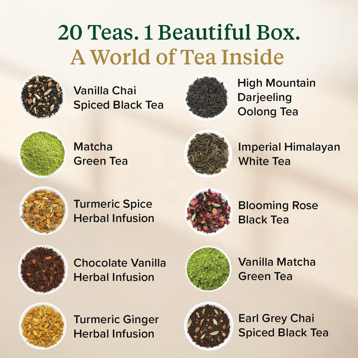 VAHDAM World Top 20 Favourites Tea Sampler Set