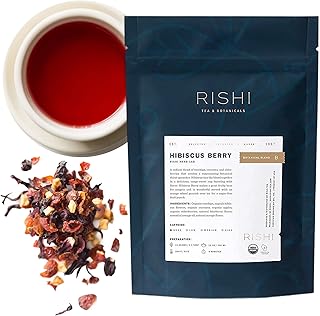 Rishi Tea Hibiscus Berry Herbal Tea - Organic, Caffeine Free Loose Leaf, Antioxidant Rich & Naturally Sweet Botanical Blend, Enjoy Hot or Iced - 4 Ounces, 10+ Servings