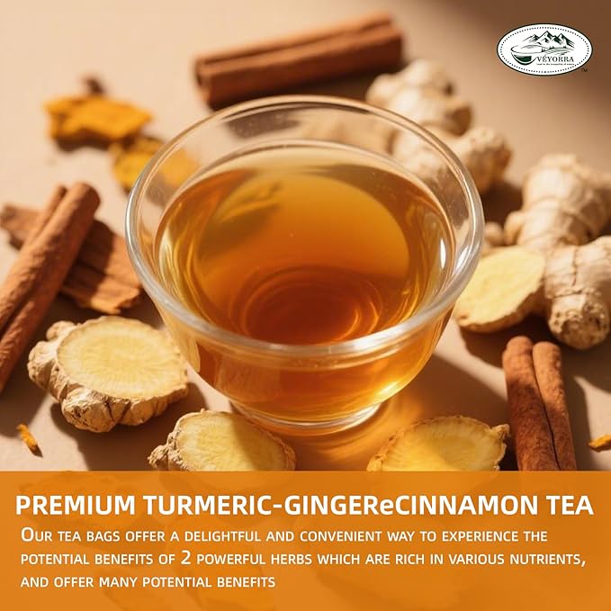 110 Bags Premium Turmeric, Ginger, Cinnamon Blend Tea, Upgraded Version. Improve Digestion, Support Brain, Weight, Skin and Sleep.100% Natural & No Additives & Caffeine Free.