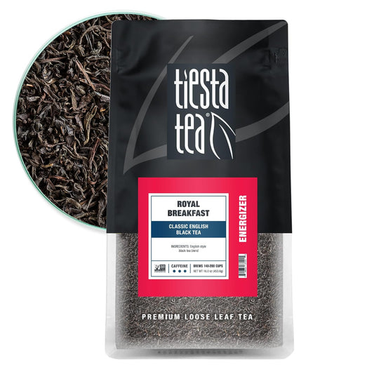 Tiesta Tea - Royal Breakfast, Loose Leaf, Classic English Black Tea | Premium High Caffeine Hot &amp; Iced, Brews up to 200 Cups, 16oz Resealable Bulk Pouch