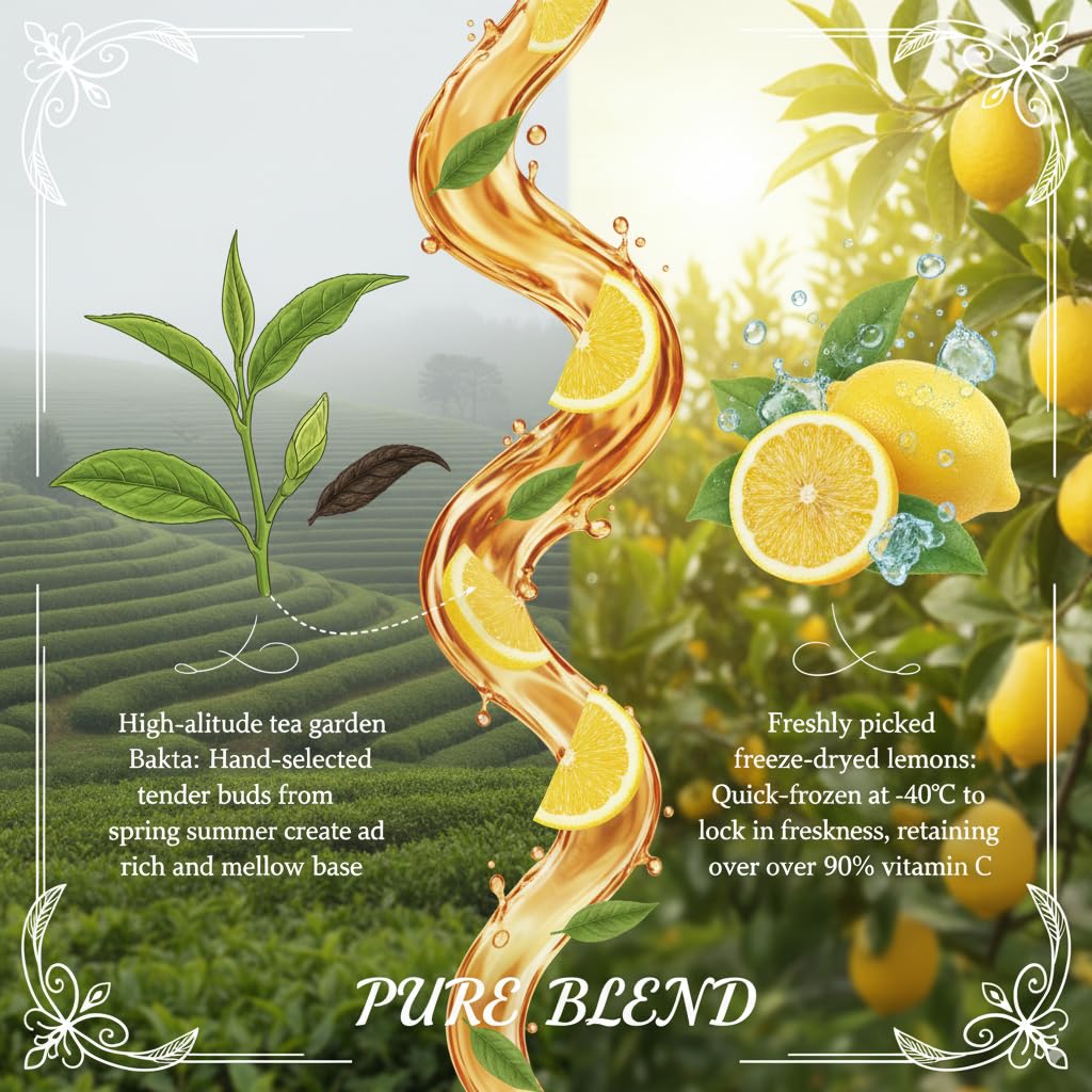 HANFANGLING Iced Lemon Black Tea - Premium Loose Leaf Blend with Real Freeze-Dried Lemon | Refreshing &amp; Natural | Brews in Cold Water | 1.76 oz (50g) Pack
