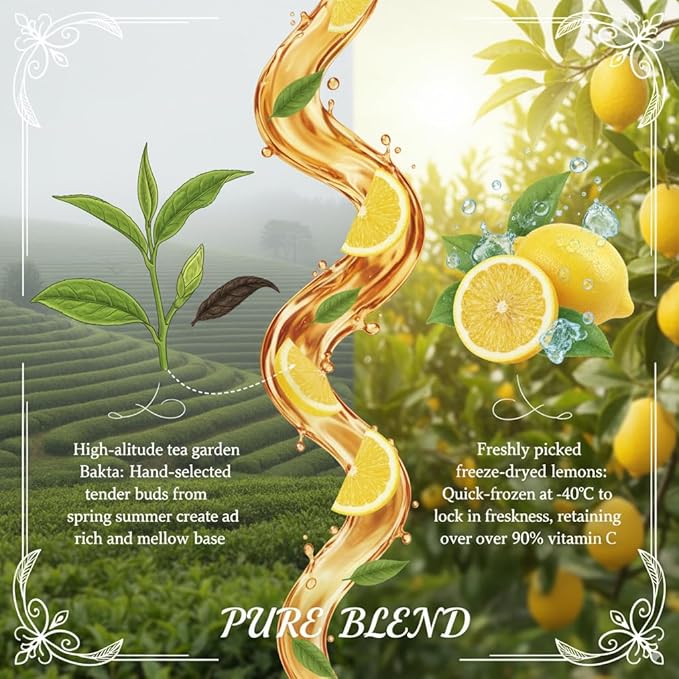 Hanfangling Iced Lemon Black Tea - Premium Loose Leaf Blend with Real Freeze-Dried Lemon, Refreshing & Natural, Brews in Cold Water
