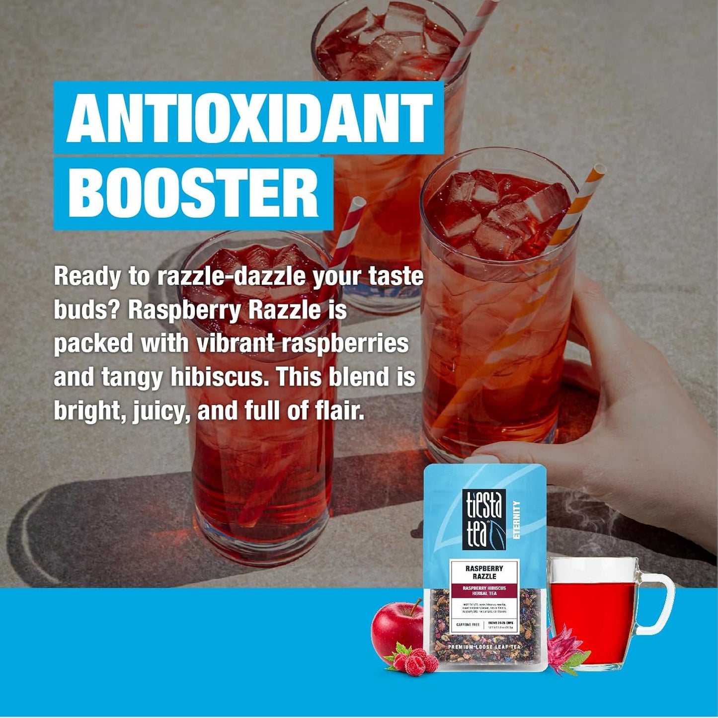 Tiesta Tea - Raspberry Razzle Tea, Loose Leaf | Raspberry Hibiscus Herbal Tea, Premium Caffeine-Free Tea Blend, Make Hot or Iced &amp; Up to 25 Cups, 2 oz Resealable Pouch