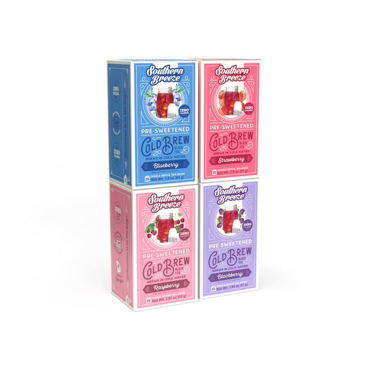 Southern Breeze Berry Bundle Cold Brew Sweet Iced Tea with Black Tea and Zero Carbs Zero Sugar, 20 Individually Wrapped Tea