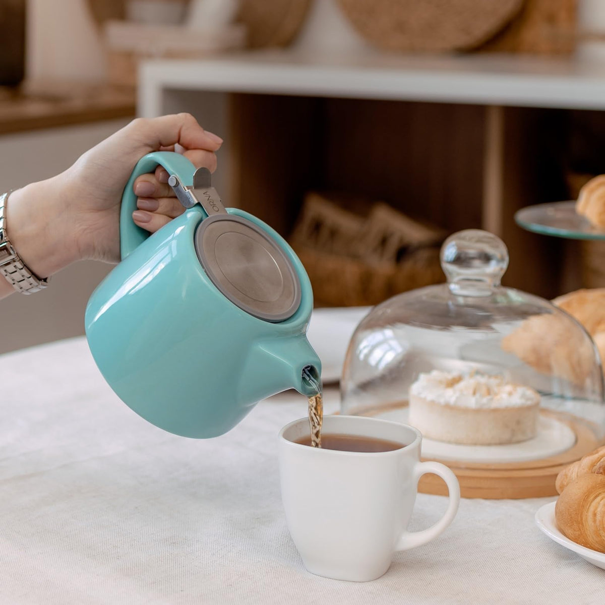 ORNA THE SOUL OF YOUR HOME ORNA Ceramic Teapot with Tea Infuser – Small Tea Pot for Loose Leaf Tea – 550ml / 18.6 Oz