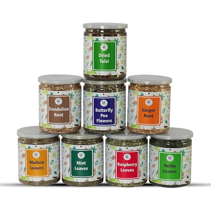 Loose Leaf Tea Set, Upto 450 Servings, Set of 8 teas for Wellness and Flavor Enthusiasts, Experience Blissful Infusion & Refreshing Aromatic Teas!
