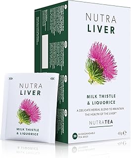 NUTRALIVER - Detox Tea for Liver Cleansing and Support - With Milk Thistle, Turmeric & Fennel - 20 Tea Bags - Herbal Tea by Nutra Tea