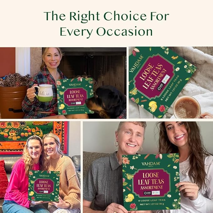 VAHDAM Top 9 Exotic Loose Leaf Herbal Tea Sampler (18+ cups) | No Caffeine | Floral & Fruity Blends with Delicious Taste | Hot & Iced | Perfect for Gifting & Regular Consumption