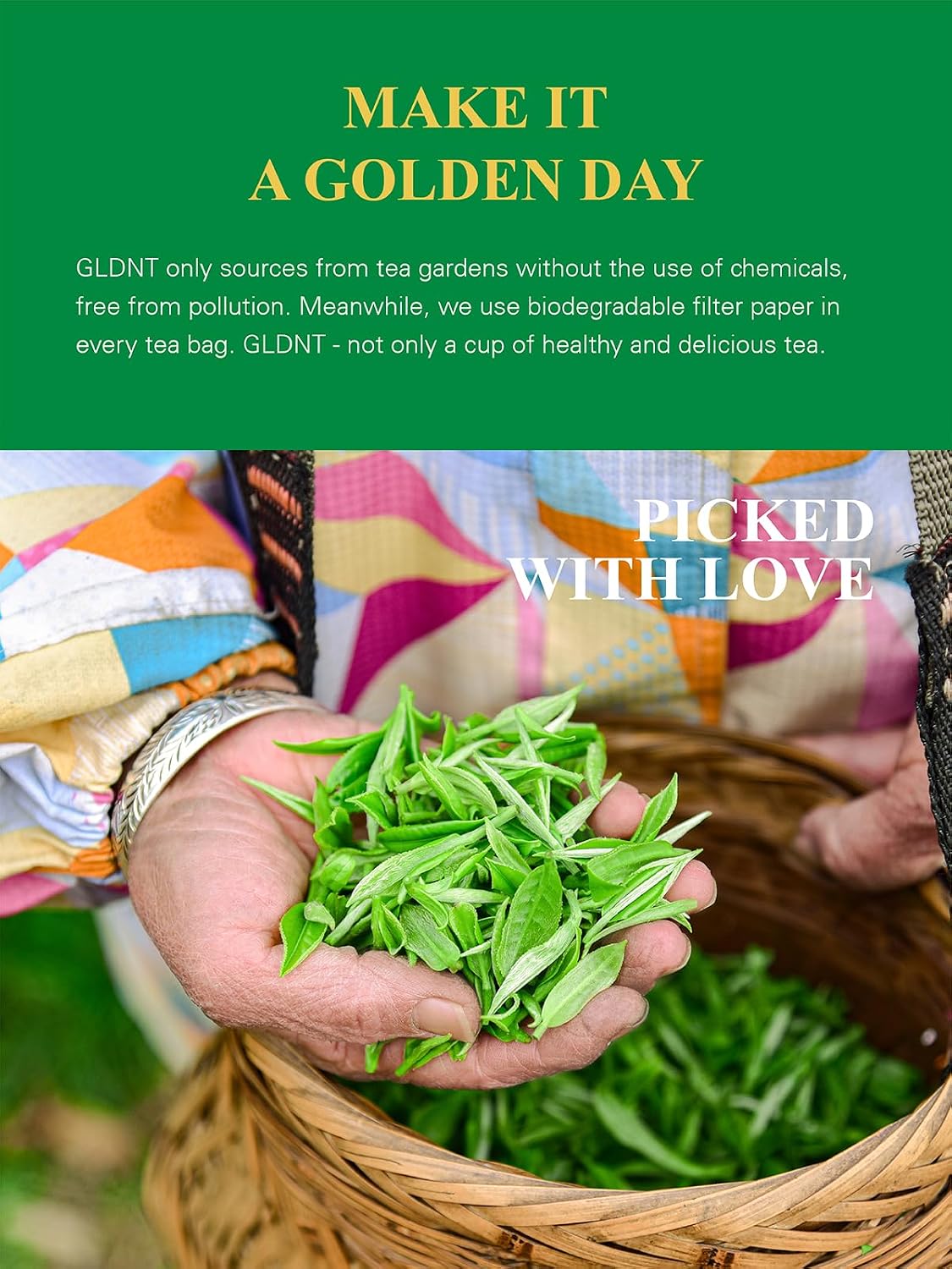 GLDNT Organic Longjing Green Tea, Chinese Dragon Well Tea Loose Leaf, 3.5oz | Fresh &amp; Brisk Taste, Smooth Finish, Toasty Bean Aroma, Caffeinated Green Tea, Hot or Iced Tea, Resealable Bag