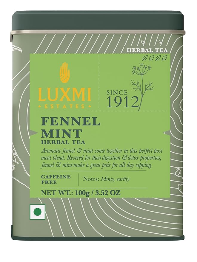 Luxmi Estates - Fennel Mint Tea - 100g (50 Cups), USDA Certified Organic Herbal Tea, Caffeine-Free