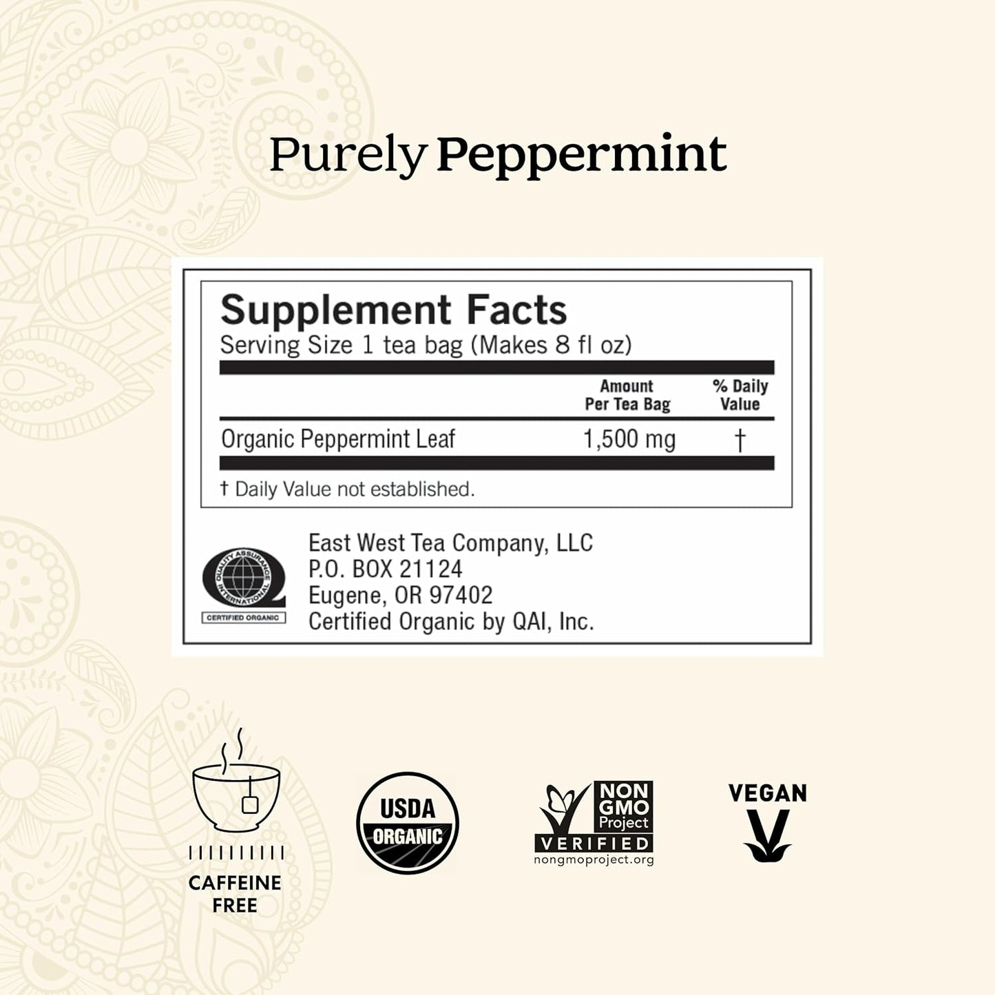 Yogi Tea - Purely Peppermint Tea (6 Pack) - Supports Healthy Digestion - Caffeine Free - 96 Organic Herbal Tea Bags