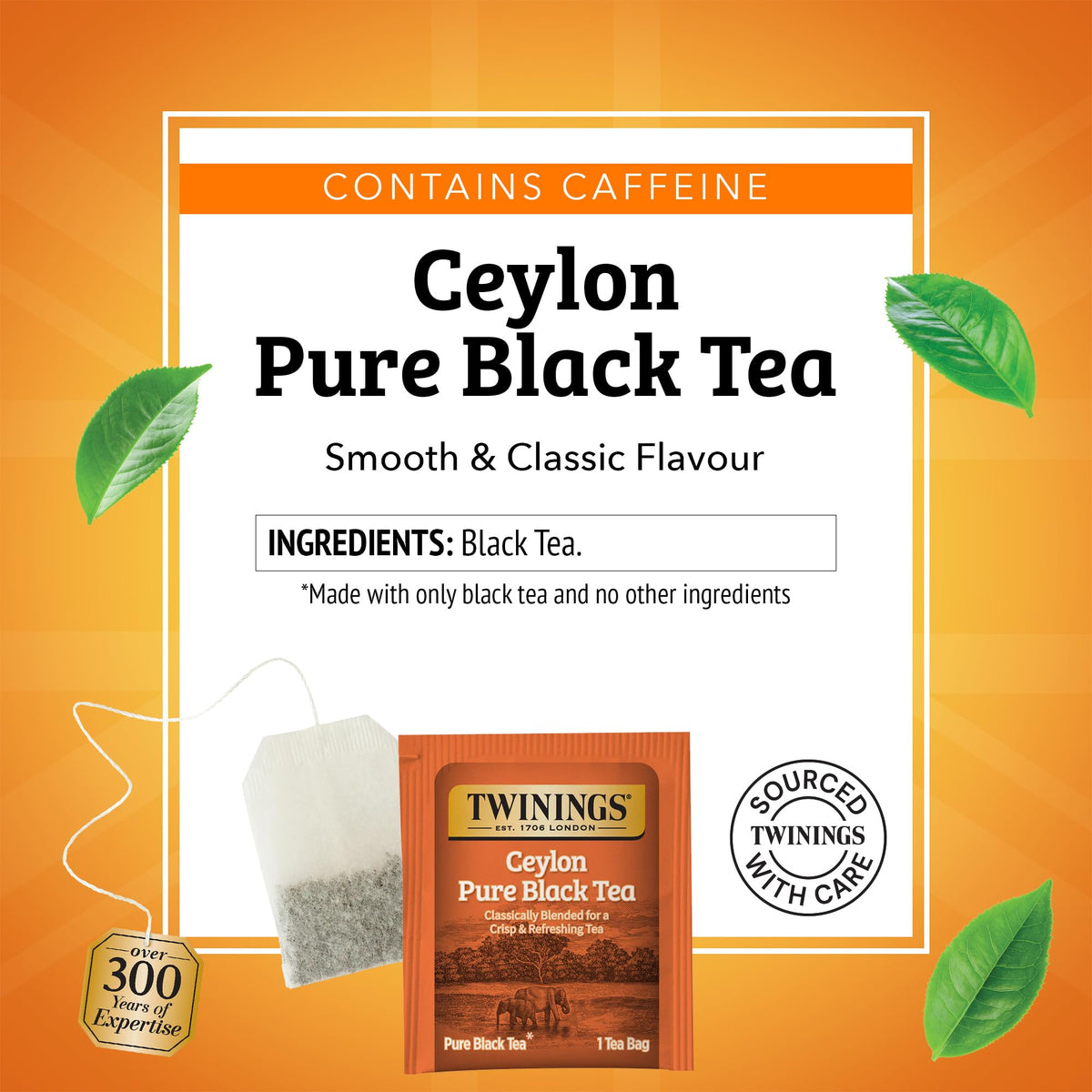 Twinings Ceylon Pure Black Tea Individually Wrapped Bags, 20 Count (Pack of 6), formerly Ceylon Orange Pekoe, Crisp