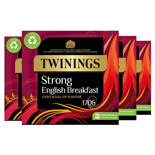Twinings 1706 Strong Breakfast 80's (Pack of 4, Total 320 Tea Bags)