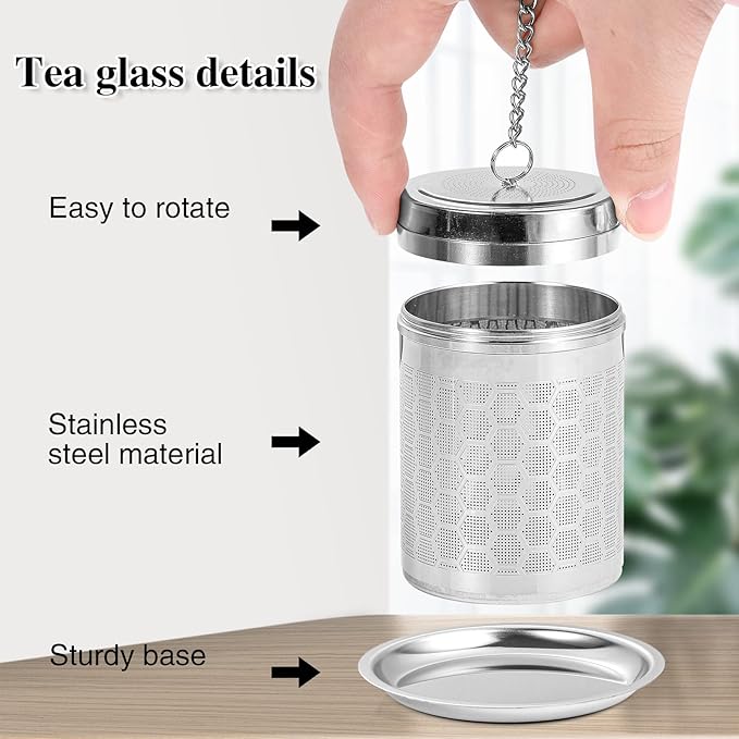 2 Pack Tea Infuser, Tea Strainers for Loose Tea Mesh Stainless Tea Strainer Loose Leaf Tea Steeper Tea Diffuser with Tea Basket and Lid for Black Tea
