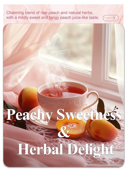 LOOMICA Peach Herbal Tea, Caffeine-Free, Peach Tea Bags with Rosehip, Hibiscus, Chamomile & Orange Peel, Naturally Balanced Sweet & Tangy, Refreshing Fruity Herbal Blend, No Artificial Sugar, 20 Counts