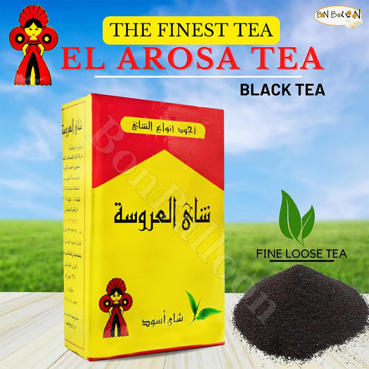 Al Arousa Black Tea El Arosa Natural Indian Kenyan Traditional Egyptian El Arousa Egypt Arab Arabic Arabian Strong Rich Pure Oriental Teas Breakfast Halal (8.82 oz / 250 gm) شاى العروسة