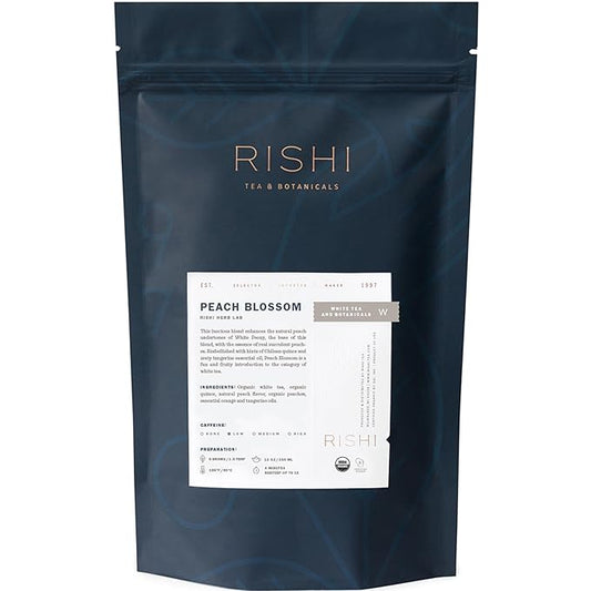 Rishi Tea Peach Blossom White Herbal Blend - Organic & Low Caffeine Loose Leaf Tea - 8.81 Ounces, 32+ Servings