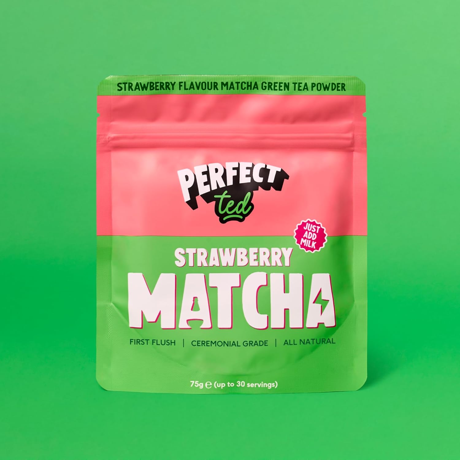 Perfect Ted Matcha | Summer Berry 75g | Ceremonial Grade Matcha Latte Powder | Japanese Matcha Tea Powder | Matcha Fuel (30 Servings)