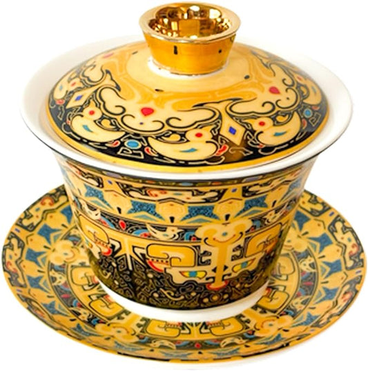 Traditional Chinese Tea Bowl Cover, Ceramic Kung Fu Tea Set, Tangka Bowl