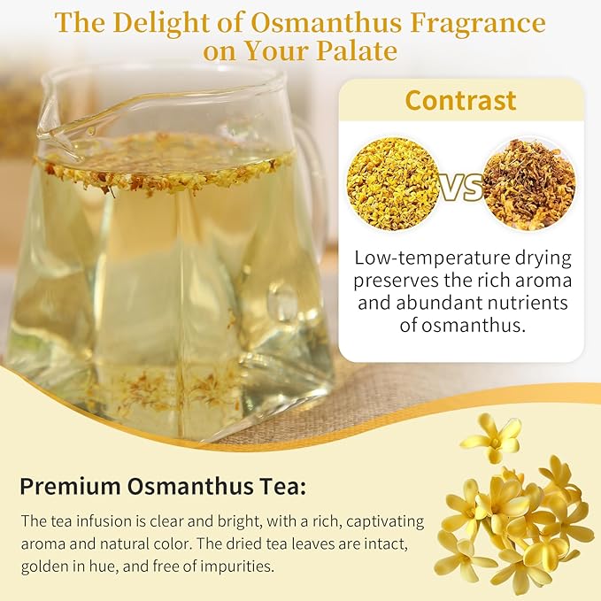 Hee Creek Osmanthus Fragrans Herb Loose Leaf Tea Dried Osmanthus Flower Tea 3.53 oz/100g 桂花 干桂花 桂花糕 桂花蜜