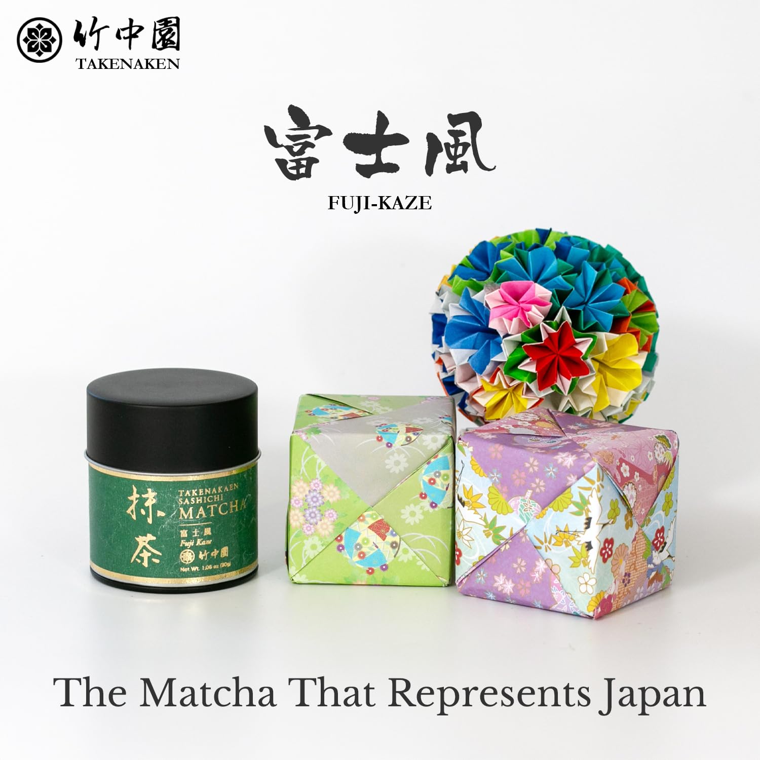 TAKENAKAEN SASHICHI Fujikaze Ceremonial Matcha Powder – Premium Japanese Green Tea Blend from Kagoshima, Mie, Aichi and Shizuoka | Rich Umami, Vibrant Color | 30g
