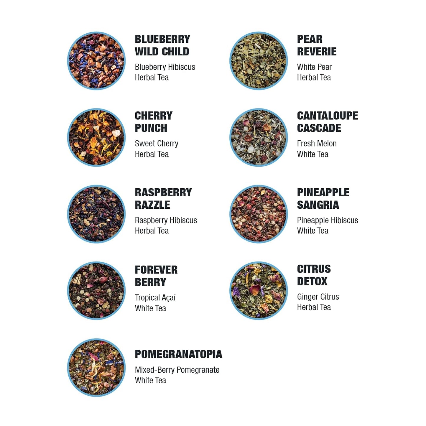 Tiesta Tea - Eternity Sampler Dry Flight Set, Loose Leaf, High to No Caffeine, Makes Hot & Iced, Assorted Tea Sets with Herbal, White, Fruit Blends & More, 9 Resealable Sample Pouches