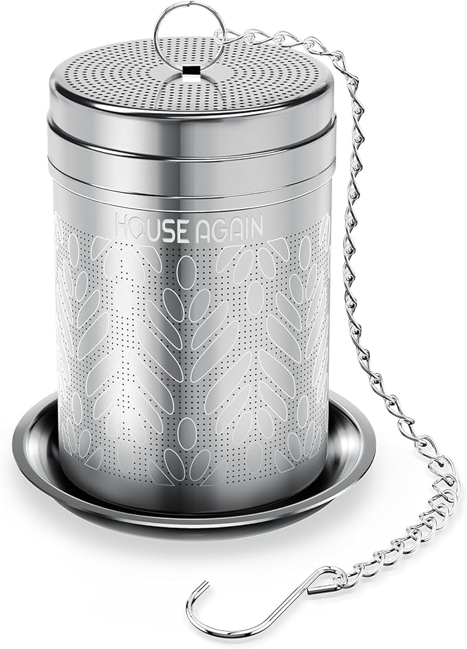 House Again Tea Strainers for Loose Tea, Extra Fine Mesh Tea Infuser, Updated Slim Threaded Lid & 30