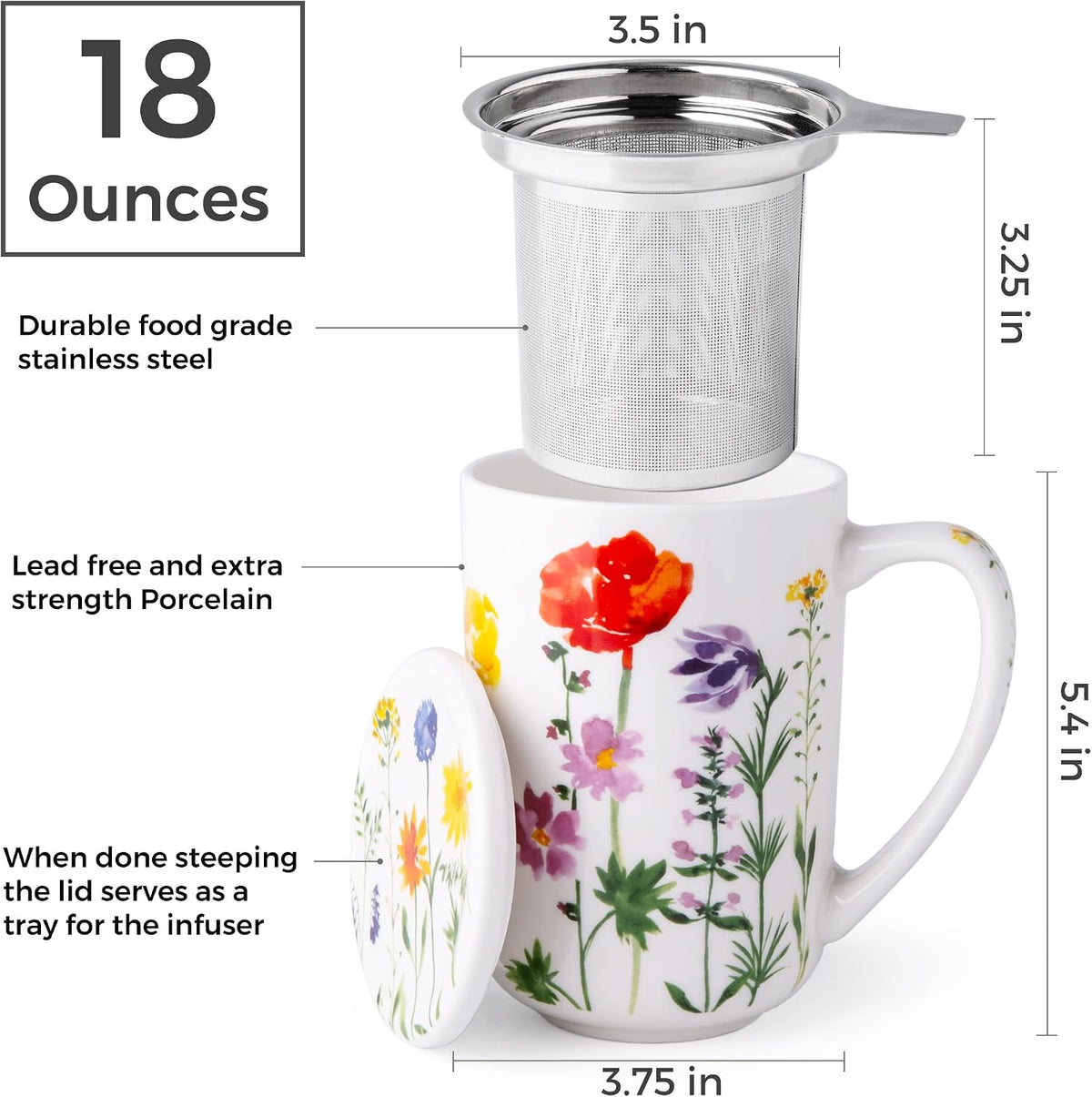 AmorArc Tea Cup With Infuser and Lid