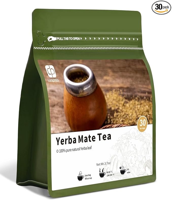 luoptea Unsmoked Yerba Mate Tea Bags from Argentina-100 NAtural Energy&Focus herbal Tea, Antioxidant Rich Detox Tea,Hot or Iced