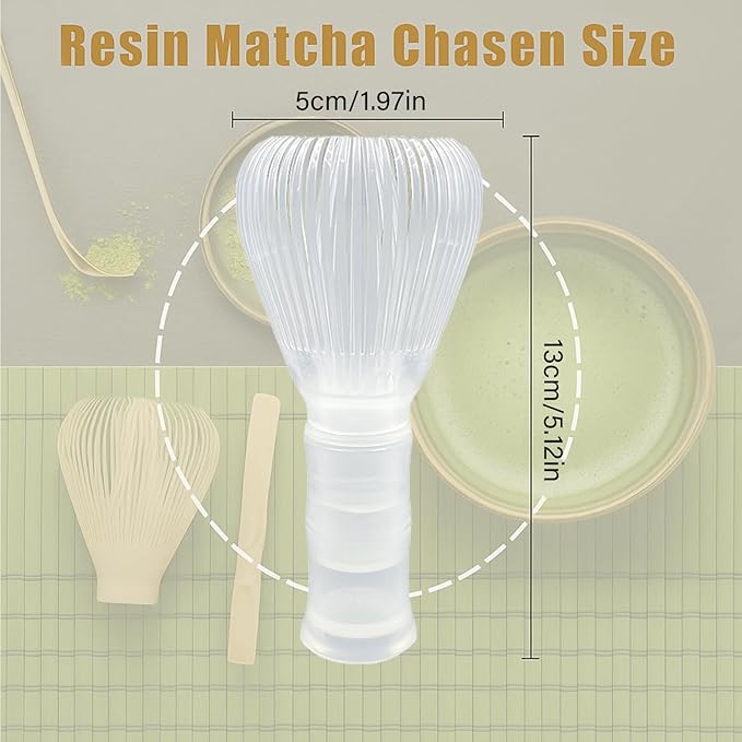 Resin Matcha Whisk Traditional Japanese Chasen Matcha Tea Whisk Gifts for Tea Lovers Reusable Plastic Matcha Whisk for Authentic Tea Preparation (Clear)