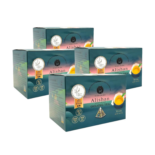 TAIWAN CHA REN Award Winning - Taiwan Alishan Jin Xuan Oolong Tea Pyramid Tea Bag 5.3oz, 2.5g x 15 bags x 4 box