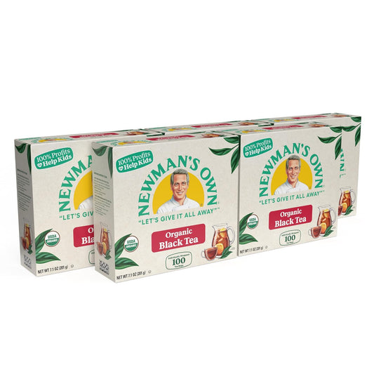 Newman's Own Organic Black Tea Helps Boosts Immunity and Promotes Overall Wellbeing Strong Robust Black Tea with 100 Tea Bags Per Box (Pack of 5) Contains Caffeine Brew Hot