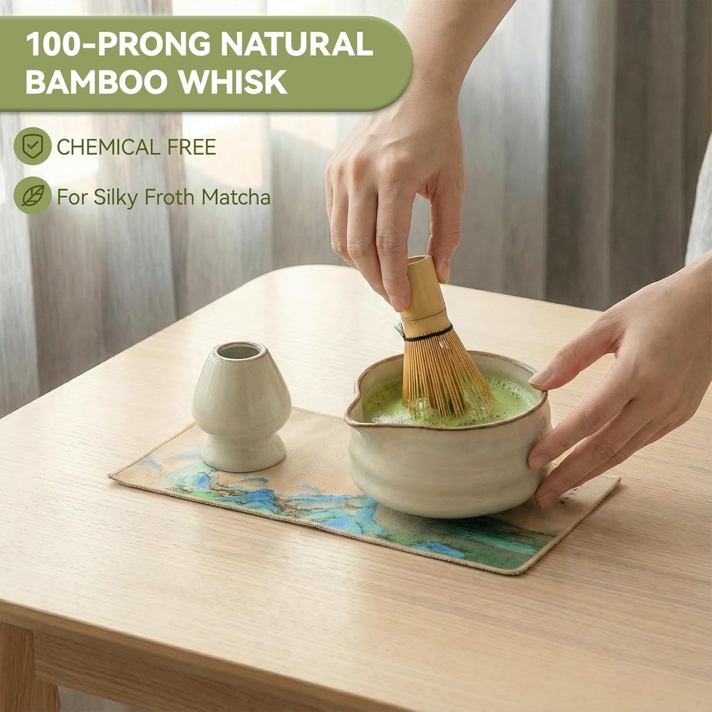 Matcha Whisk Set, Matcha Bowl and Whisk 7 pcs, Gray