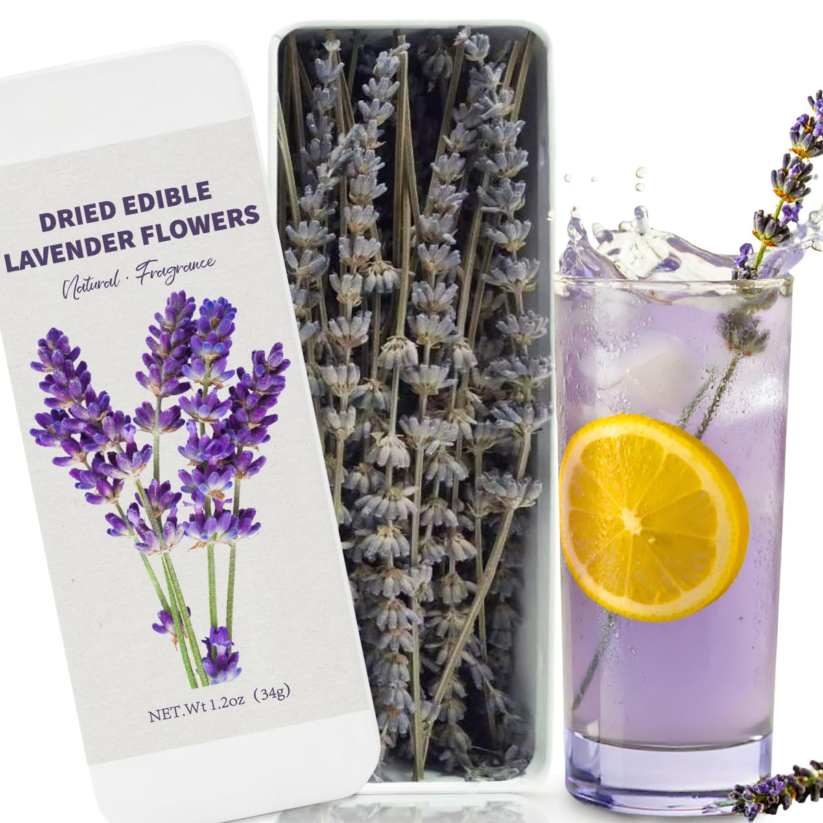 HAVNDRAE 80+ Edible Dried Lavender Sprigs for Cocktail Garnish & Cake Decorating